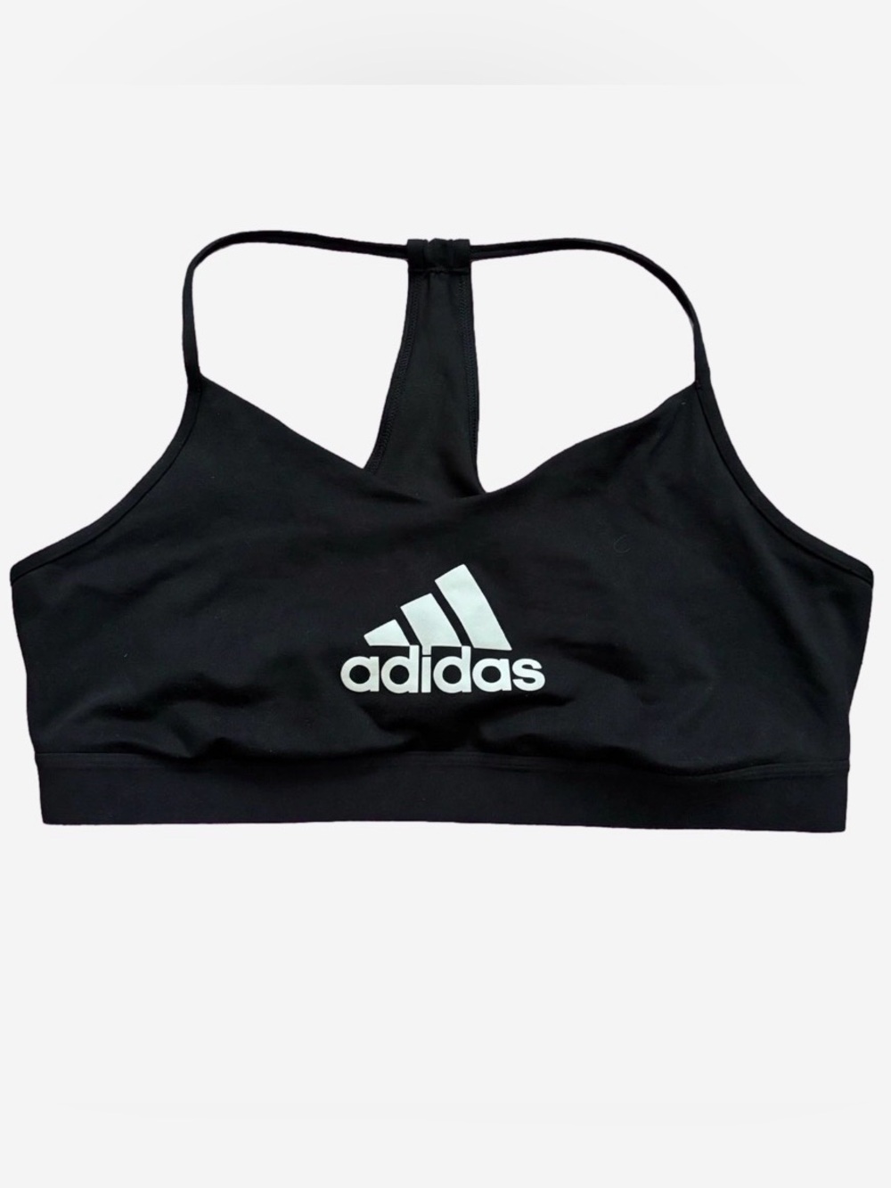 Adidas Sports Bra Size XL Black White Big Logo Y-Back Training Bra
